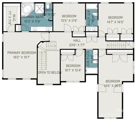 Upper level floor plan
