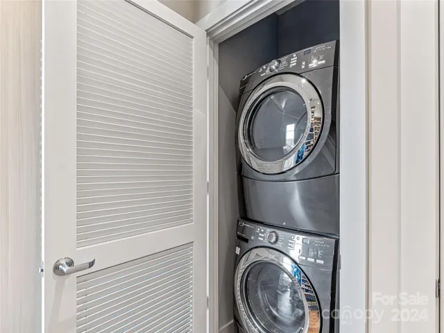 Laundry closet is located in the primary suite