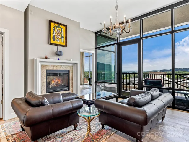 One of two gas fireplaces