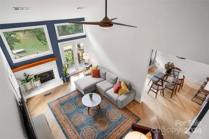 view of living room from loft