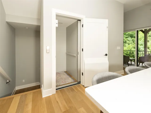 Elevator to all levels and a portion of the stairway