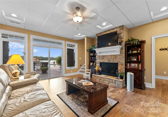 Second living area with fireplace.