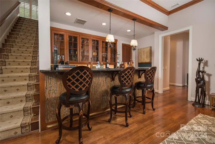 Natural Bark finished bar with granite counters