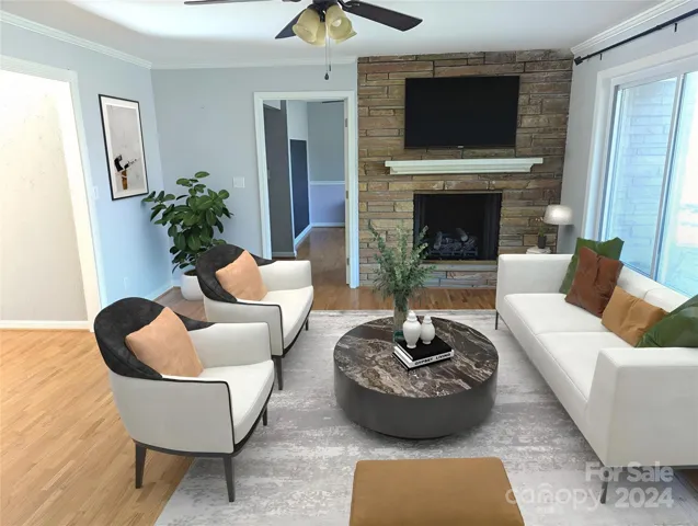 Virtually staged living room