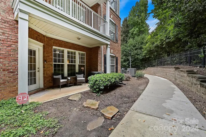 Private patio with trees