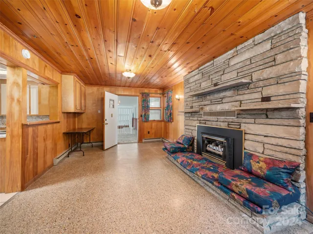 Cozy Family Room with stone Fire Place gas insert