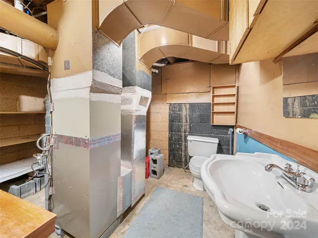 Half bathroom down in Basement