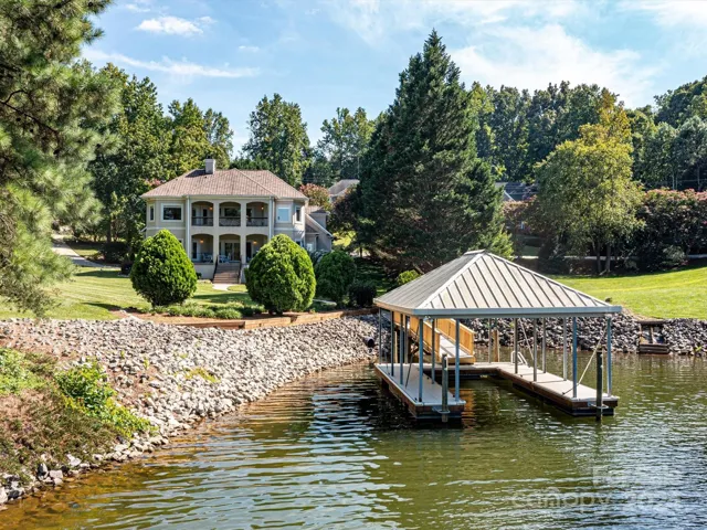Lakeside view of house