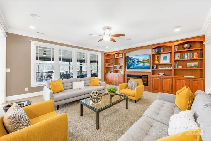 Family room with built-ins