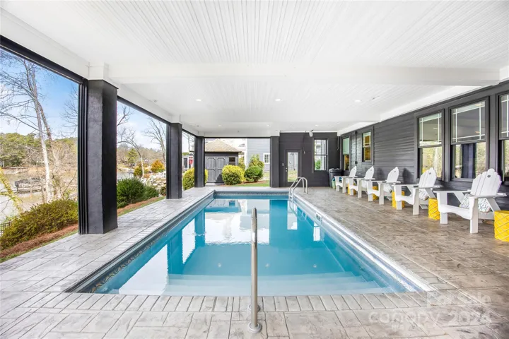 Salt water pool with mechanical cover