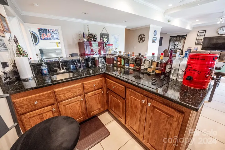 Cooktop at bar in basement