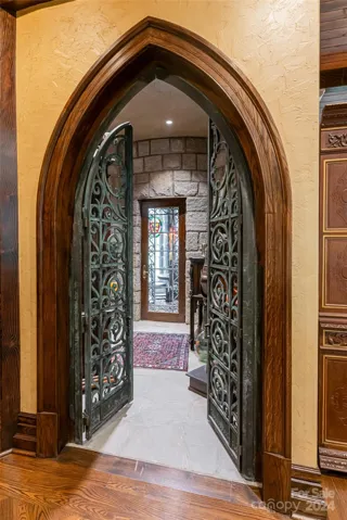 Gated entrance to the wine cellar