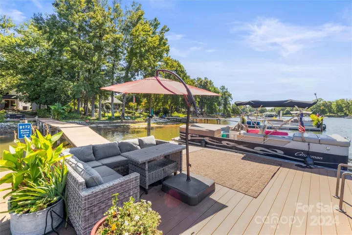 A lake fed, dock mounted, watering pump irrigates the grounds