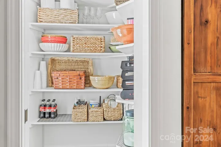 The walk in pantry provides additional storage space