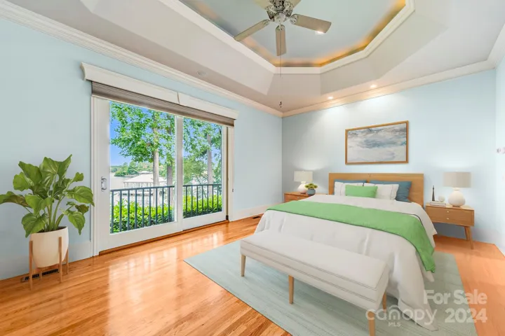 Virtually staged primary bedroom