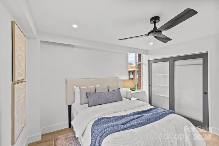 This bedroom can also ling bed and has a custom designed closet