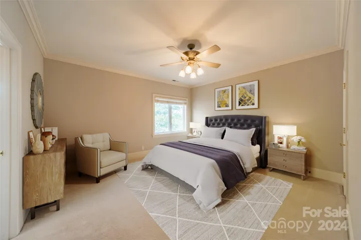 Bedroom 2 upstairs with ensuite bathroom (virtually staged)