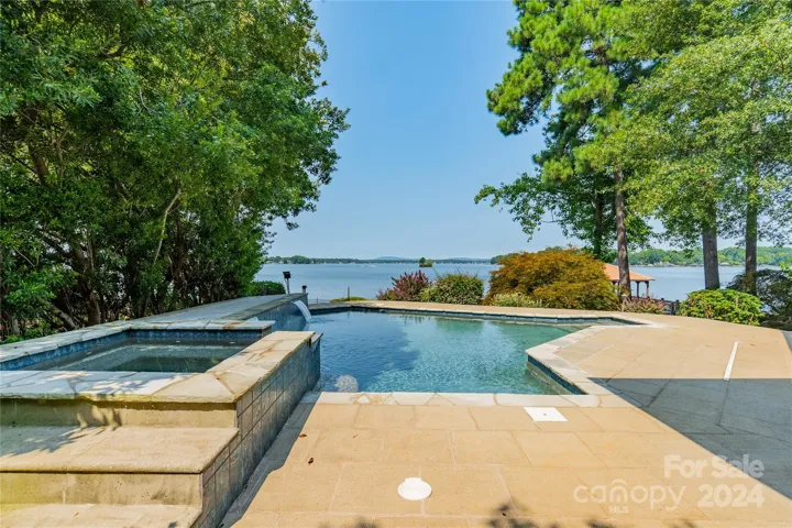 Pool and spa overlook the lake