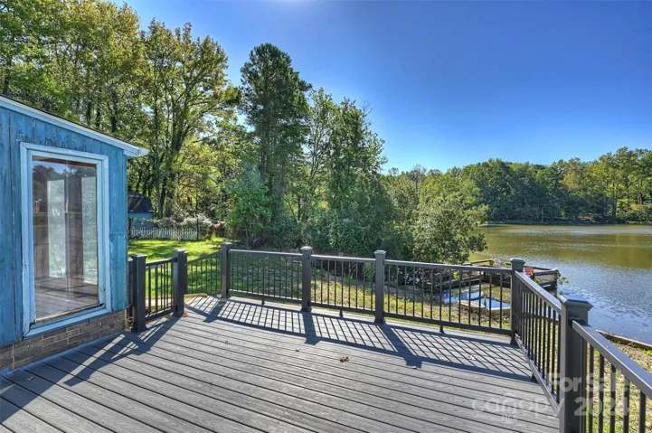 Deck with lake views