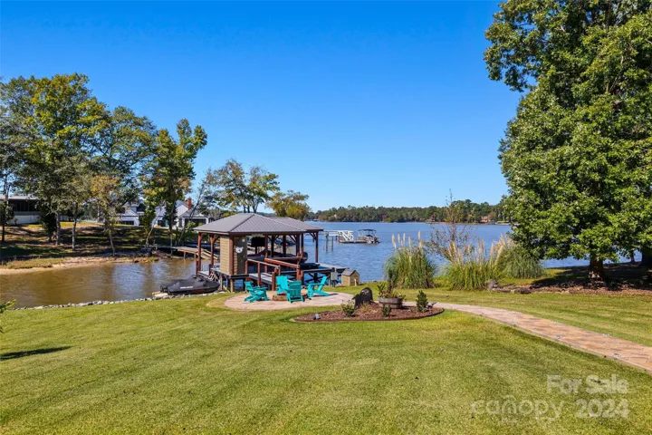 Level backyard with amazing lake views.