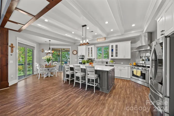 Open kitchen and dining area.