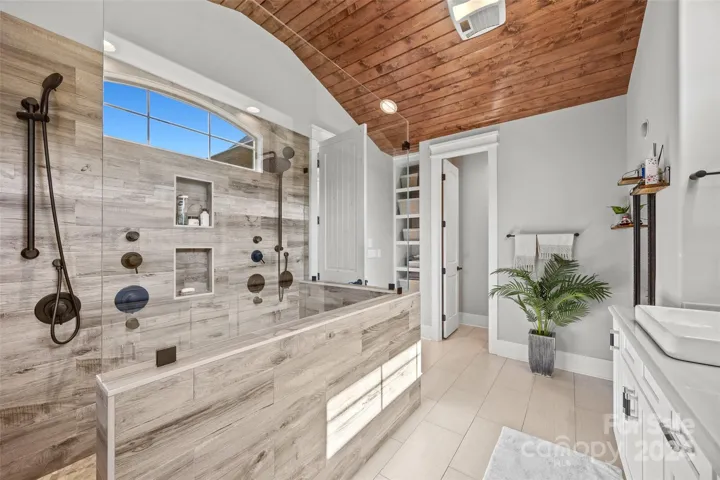 Large walk-in double shower.