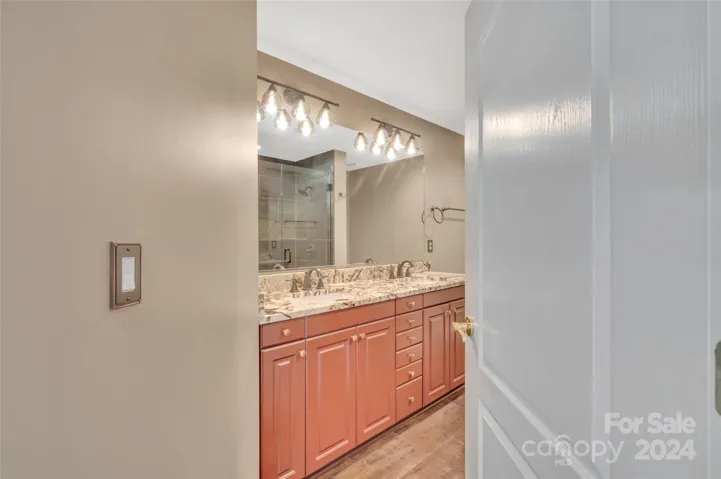 Double sinks in the spacious primary bath.
