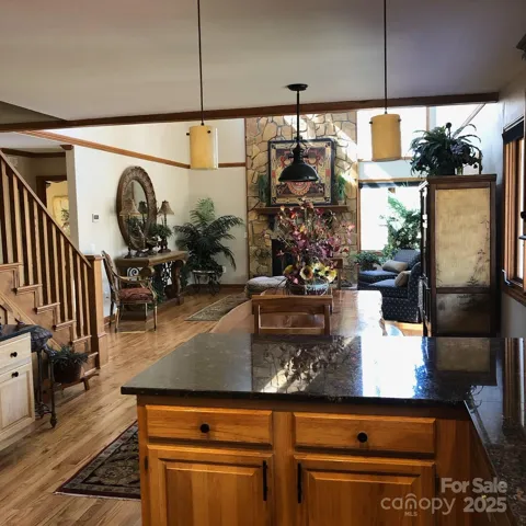 View from kitchen into dining/great room