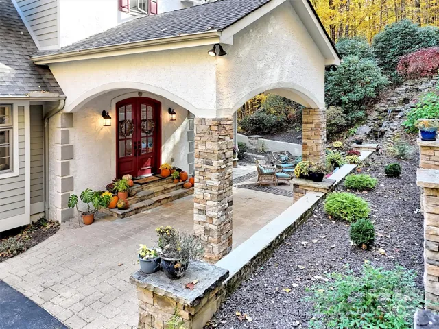 Entrance Flanked by Stone Pillars