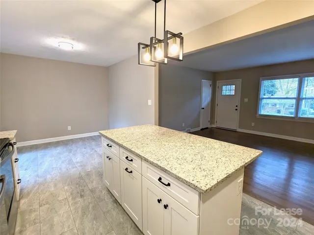 Kitchen looks out over family room and dining room, perfect for entertaining!