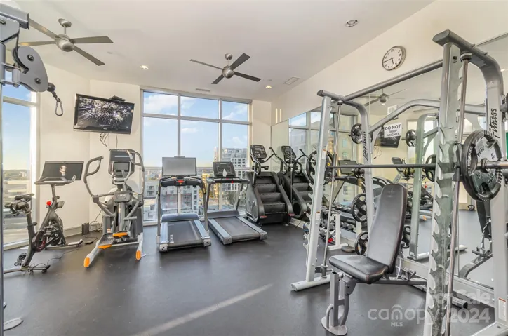 Workout room by lounge on 7th floor