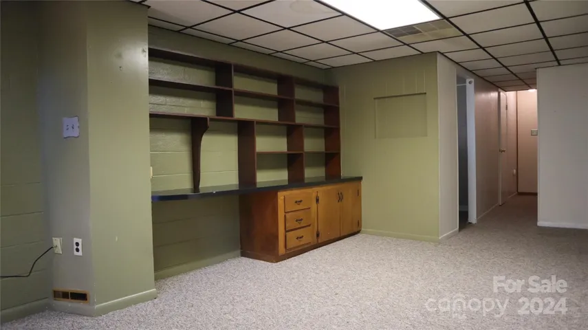 Office area in basement