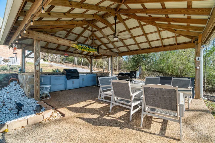 Outdoor covered grilling and dining area