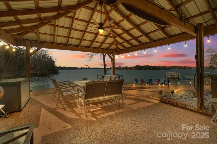 View from covered outdoor grill and dining spot.