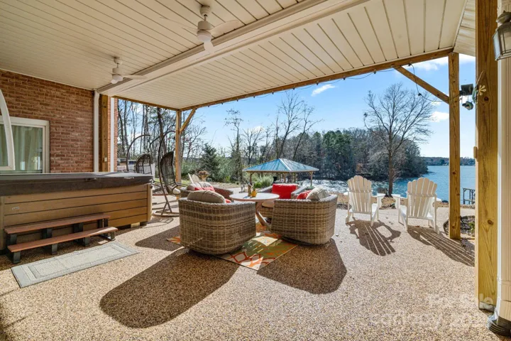 Spacious covered patio with hot tub to use all year round!