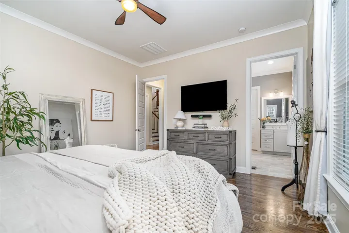 Primary bedroom provides a tranquil retreat