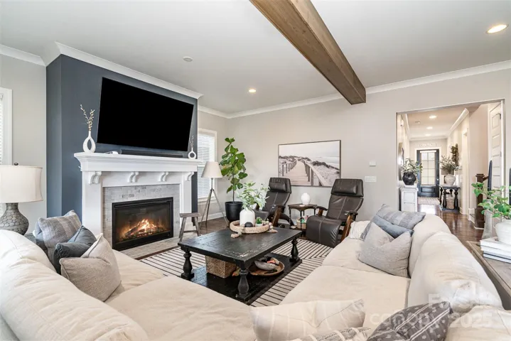 Living room has an abundance of natural lighting.