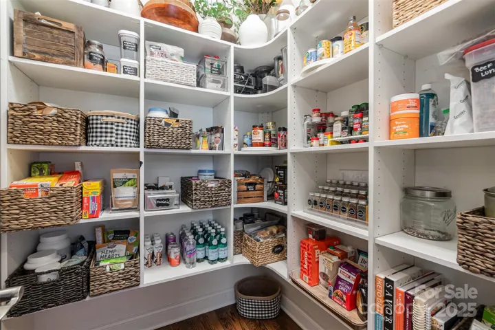 Walk in pantry with custom shelving
