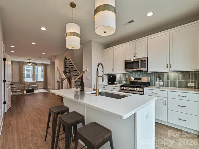 Kitchen, Dining, Living - Virtually Staged