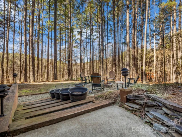 Steps to Stone Patio and built in firepit