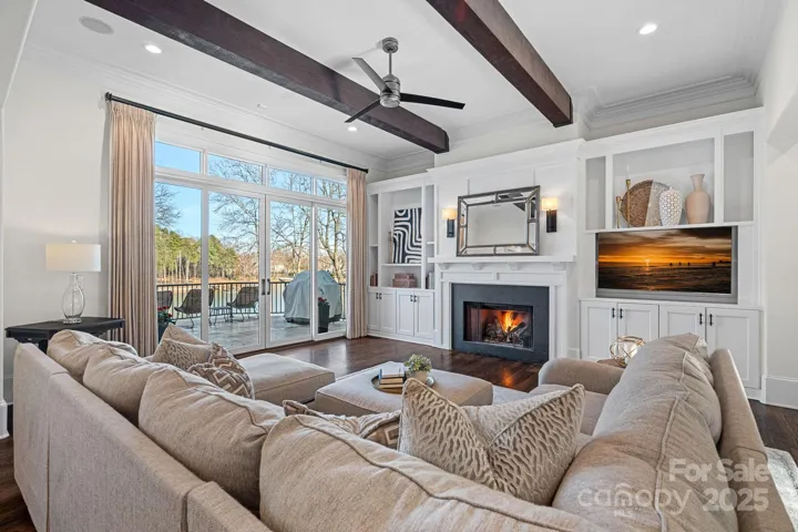 Great room with solid wood beams