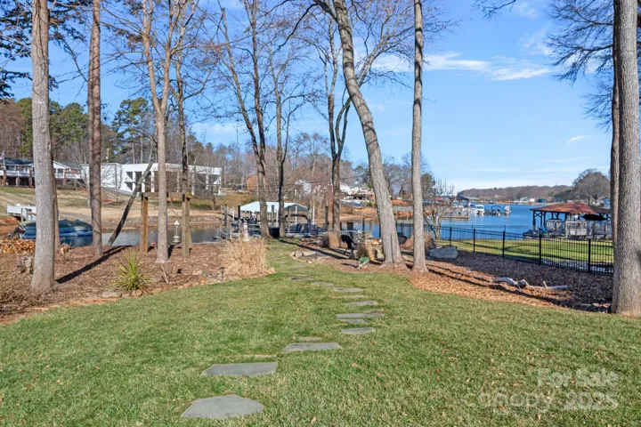 Walking path to fire pit and dock
