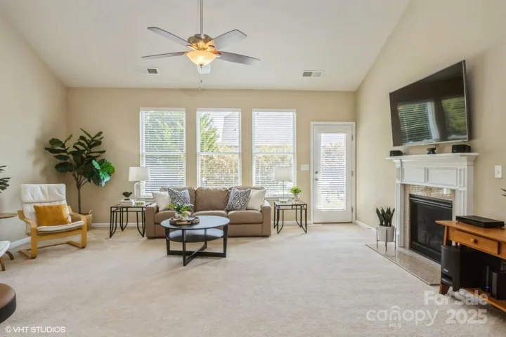 Bright Great room with Gas Fireplace