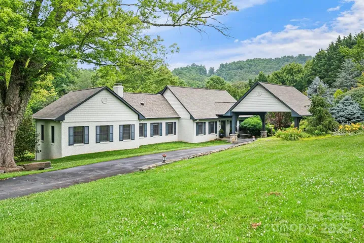 View from driveway alongside cottage