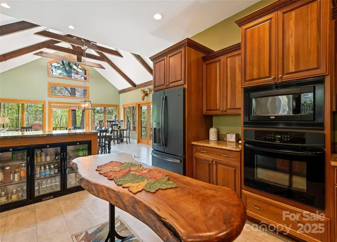 Beverage refrigerator, wall oven, gas cooktop