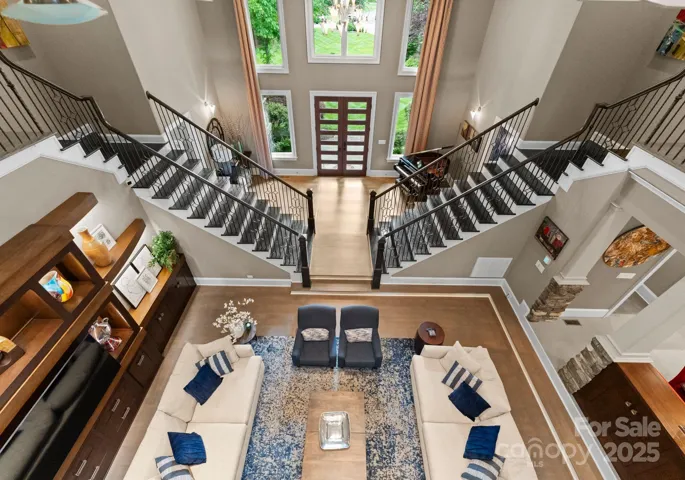 Upstairs view down on living room and Foyer