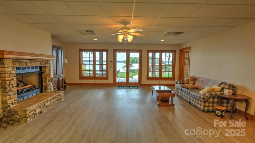Basement great room with huge views, fireplace and kitchenette