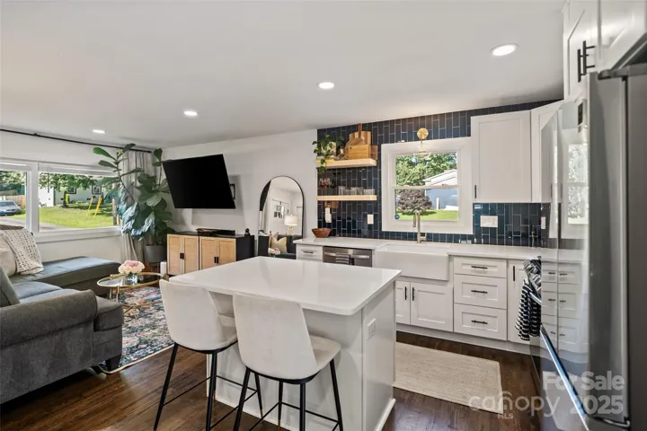 Kitchen island allows for extra seating!