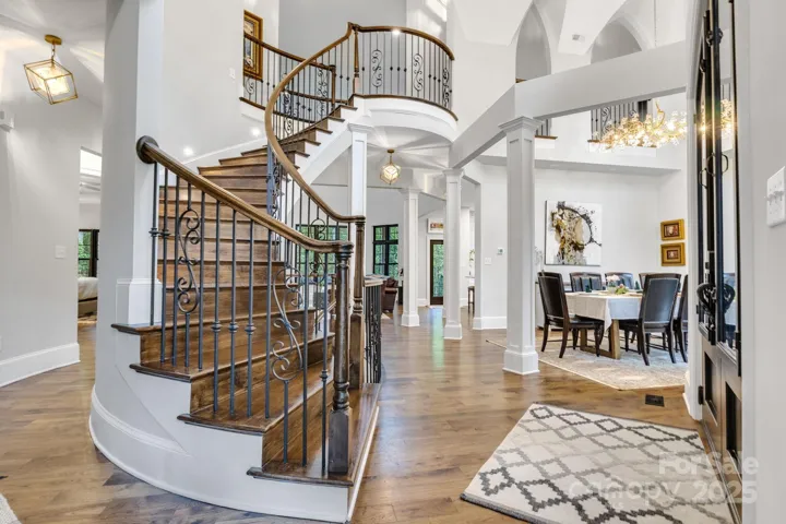 3-Story spiral stair case in the foyer as you enter the house.
