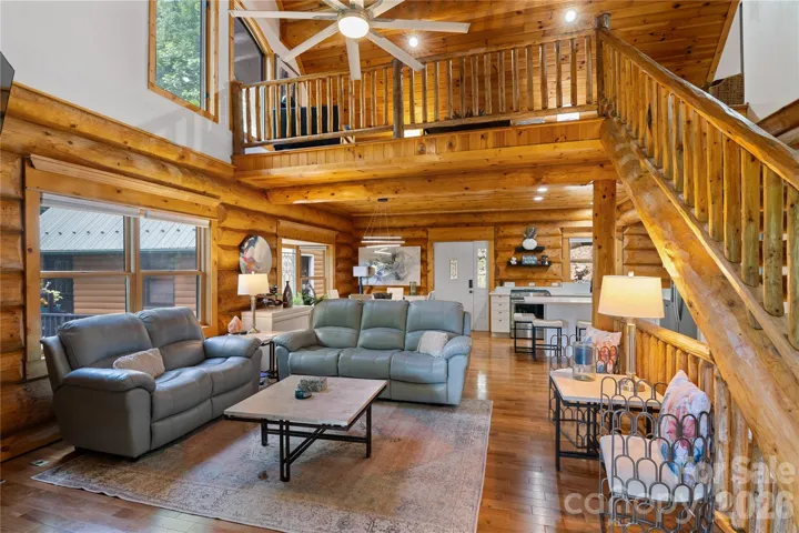 Livingroom with cathedral ceiling